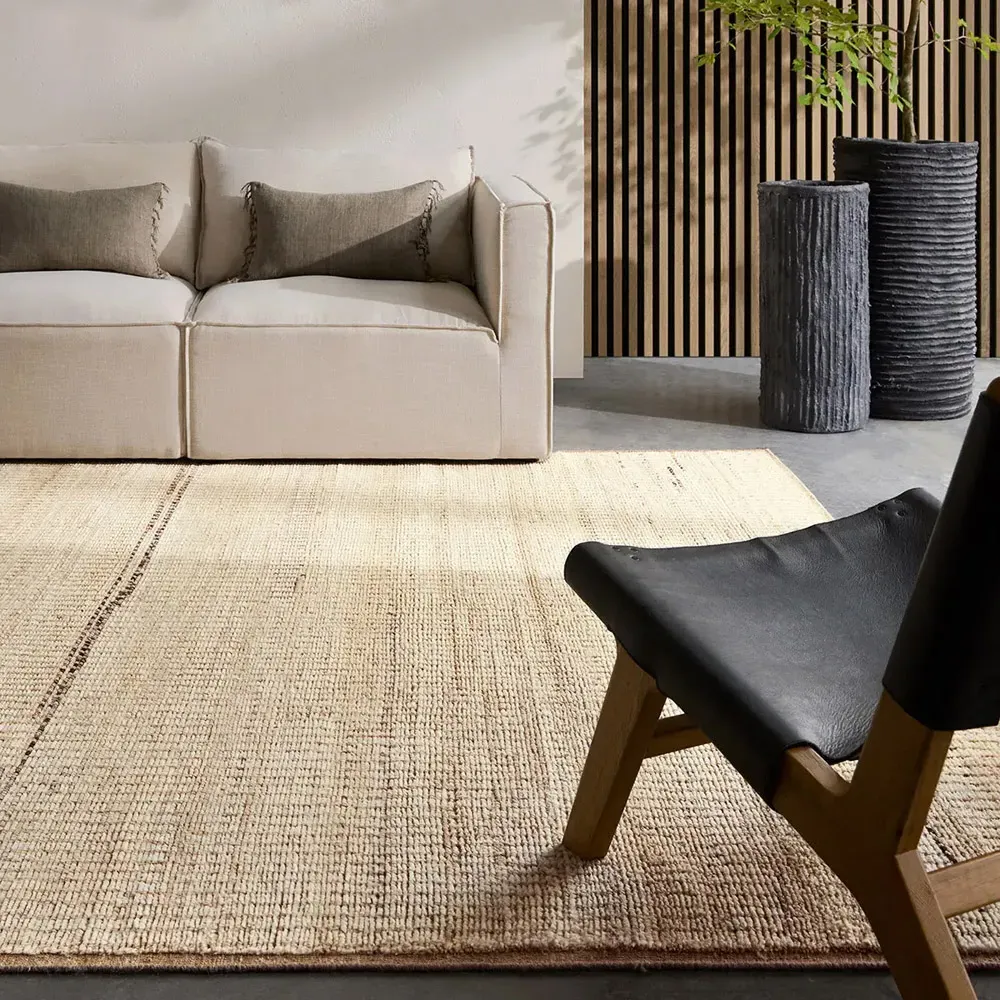 Aura Andar Striped Hand Knotted Rug - Taupe, Wool