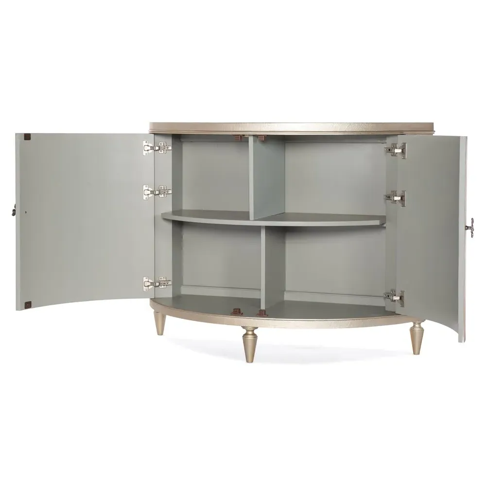 Aureli Champagne Leaf Linen Demilune Sideboard - Gold