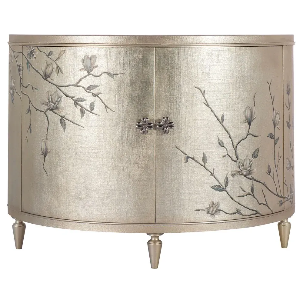 Aureli Champagne Leaf Linen Demilune Sideboard - Gold image