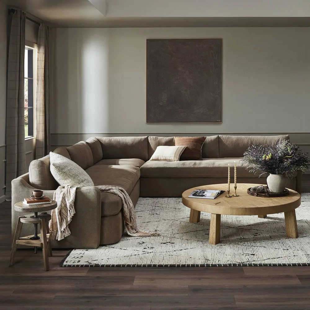 Aurelia Broadway Coffee Corner Sectional - Coffee, Linen