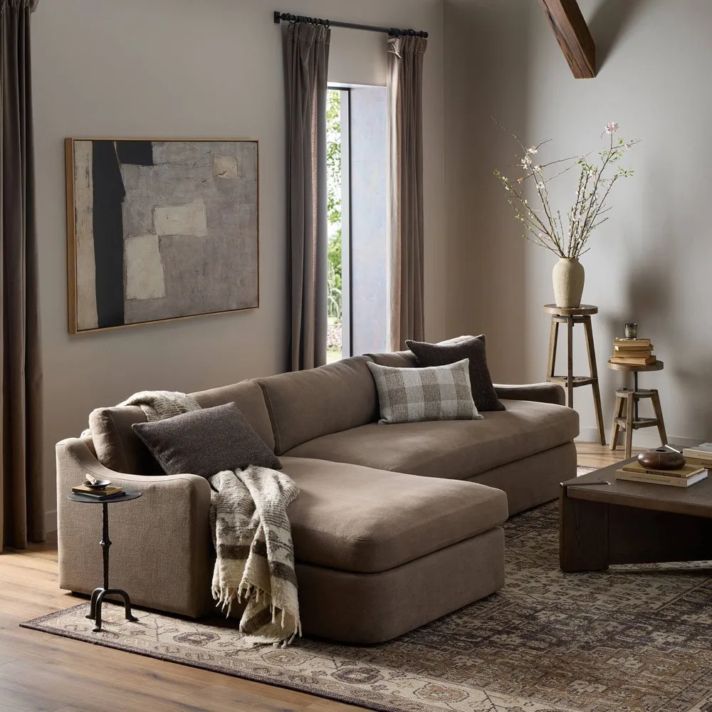 Aurelia Broadway Left Chaise Sectional - Coffee, Linen