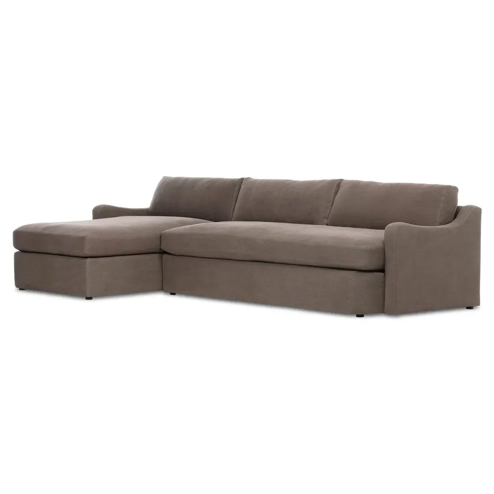 Aurelia Broadway Right Chaise Sectional - Coffee, Linen