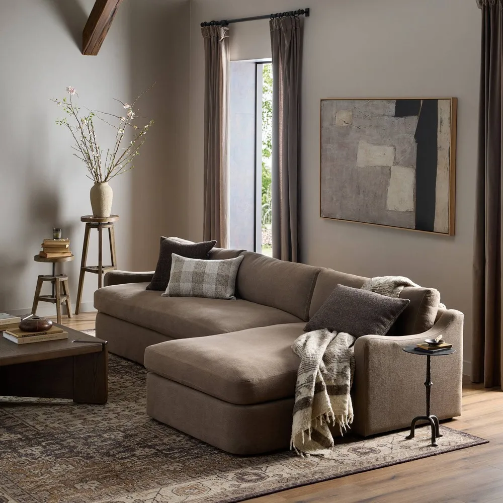 Aurelia Broadway Right Chaise Sectional - Coffee, Linen