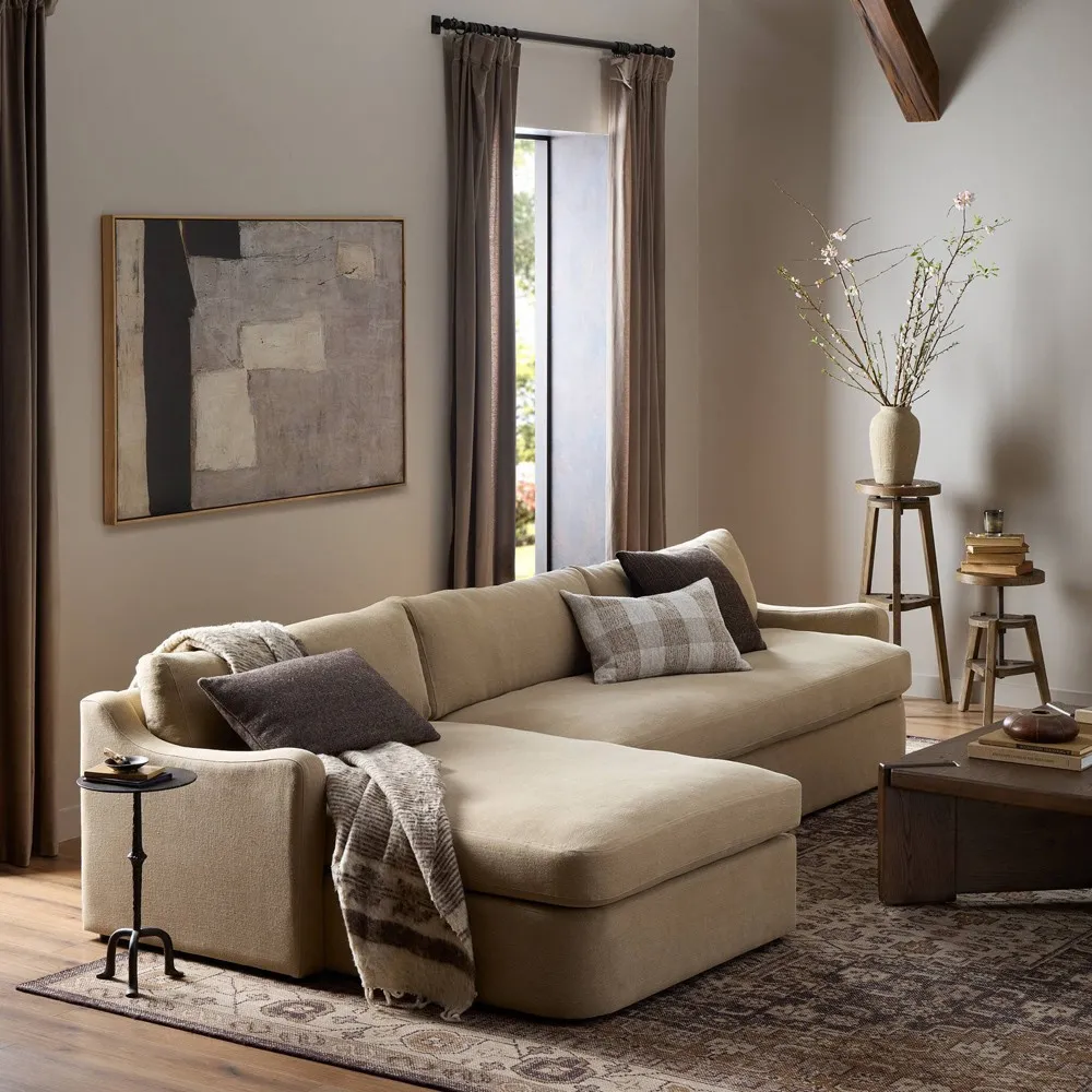 Aurelia Left Chaise Sectional - Broadway Canvas, Linen