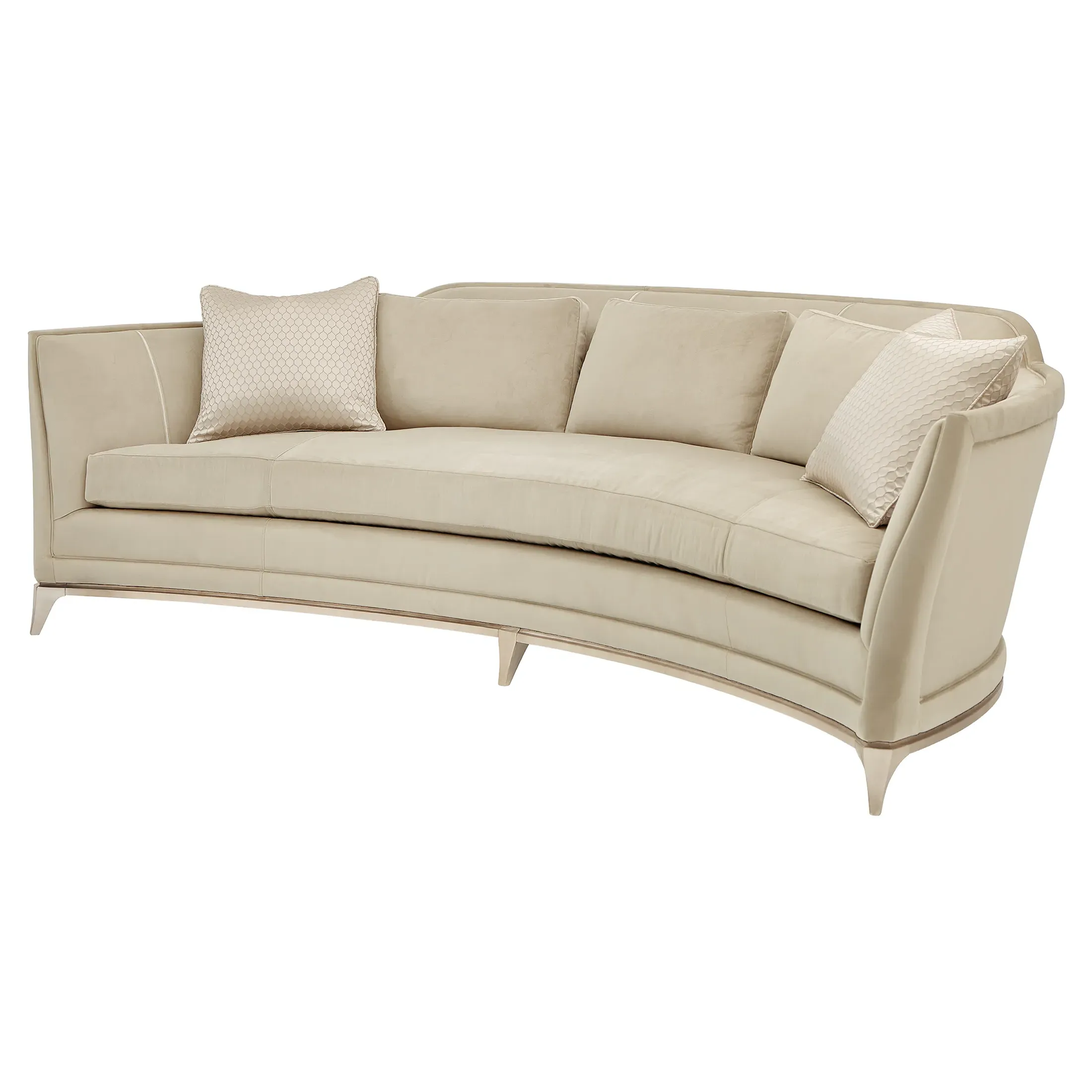 Auriell Curved Sofa - Beige, Velvet image