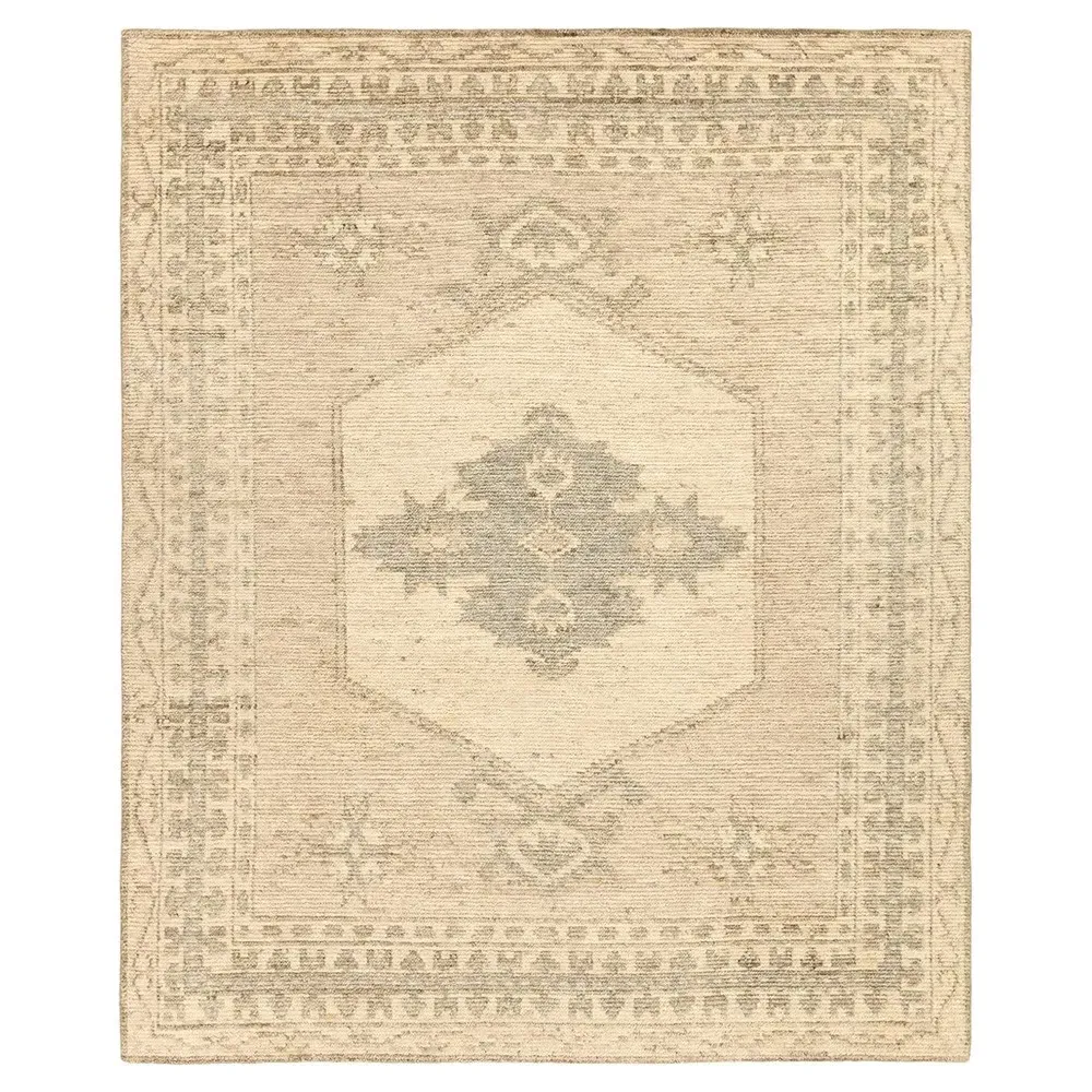 Aurik Ushak Patterned Hand Knotted Rug - Beige, Wool