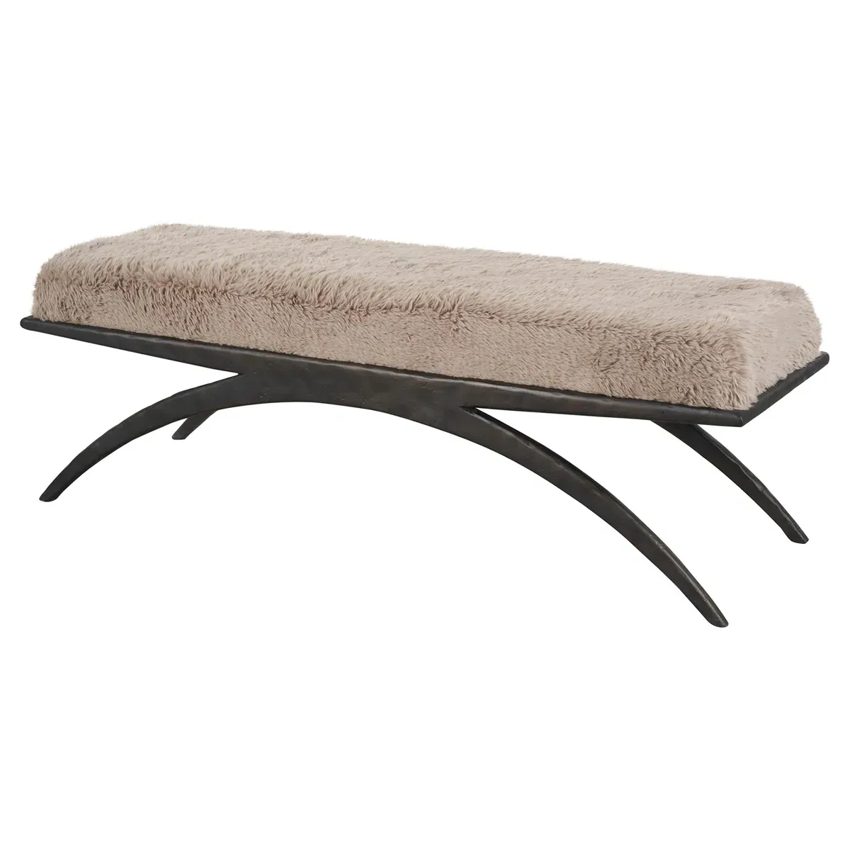 Aurora Bedroom Bench - Brown, Bronze Metal