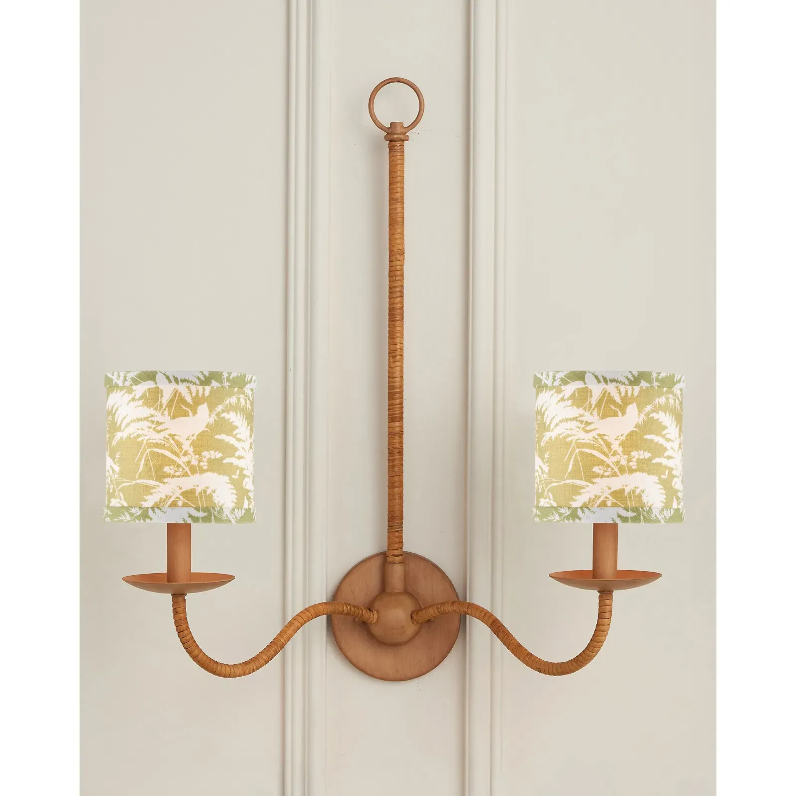 Aurora Birds Drum Chandelier Shade - Green, Cotton