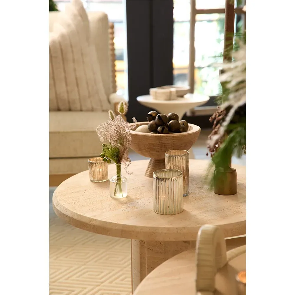 Aurora Decorative Footed Bowl - Grey Blonde, Mango Wood