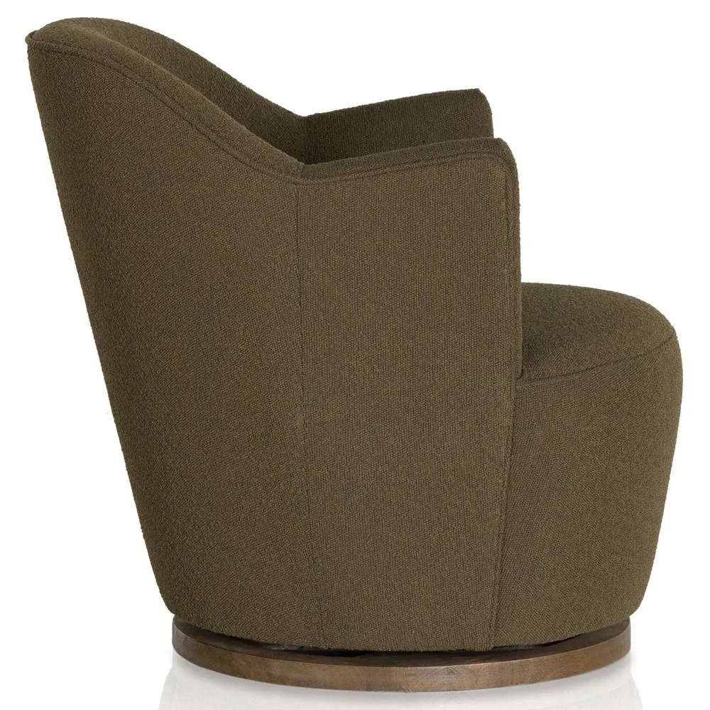 Aurora FIQA Swivel Arm Chair - Olive, Boucle