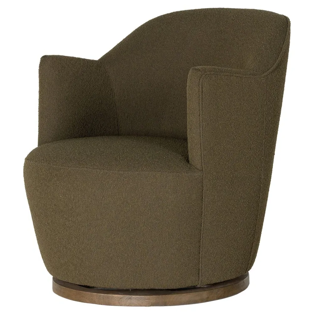 Aurora FIQA Swivel Arm Chair - Olive, Boucle image