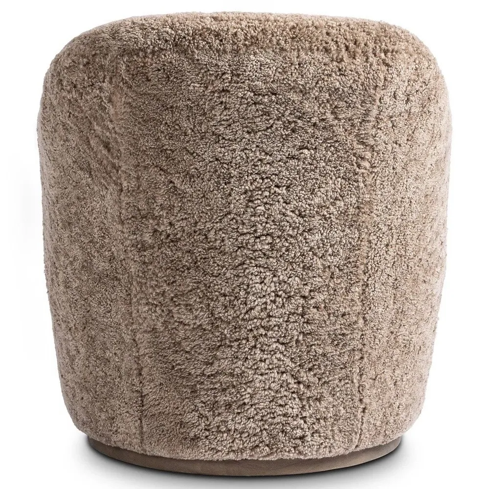 Aurora French Country Swivel Arm Chair - Taupe, Shearling