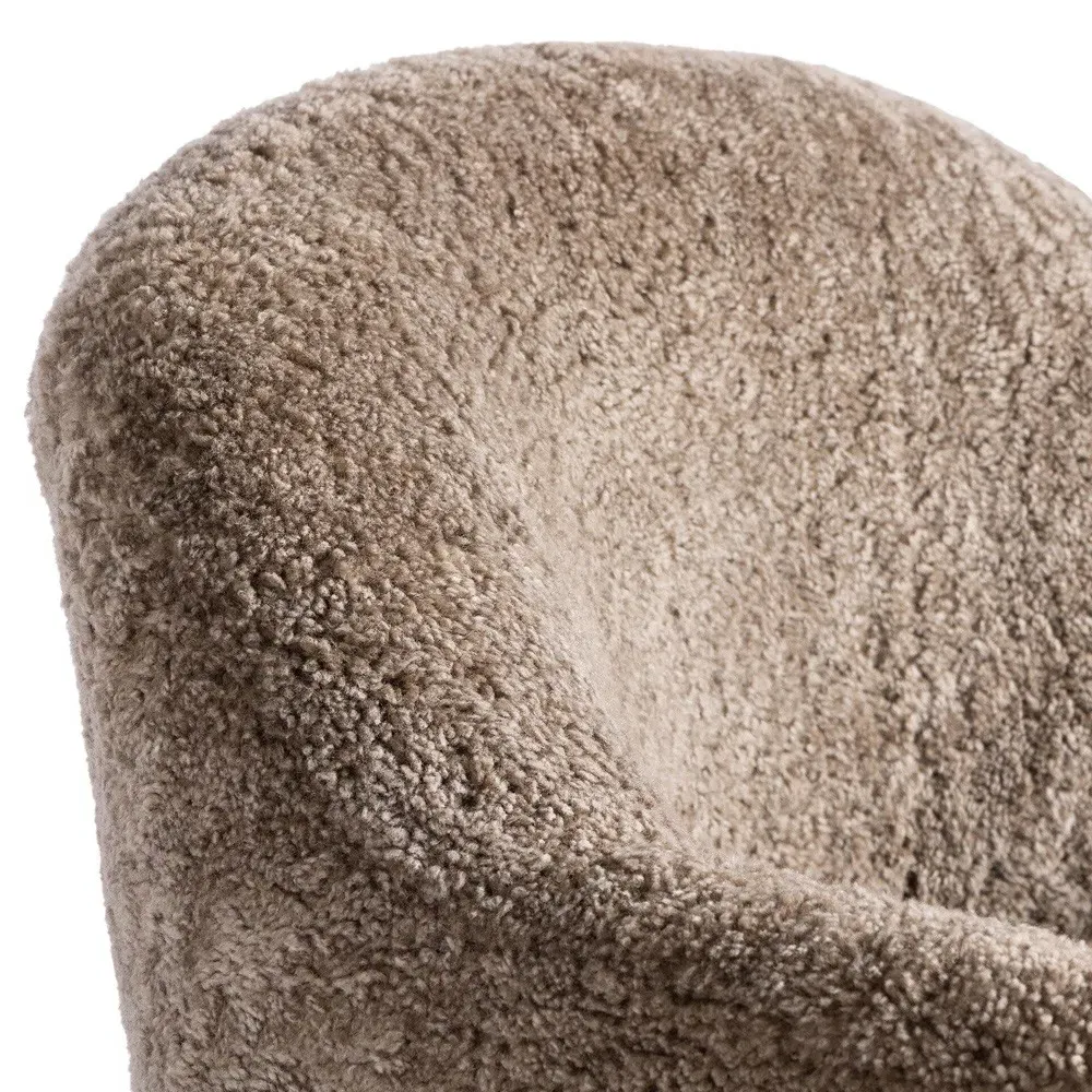 Aurora French Country Swivel Arm Chair - Taupe, Shearling