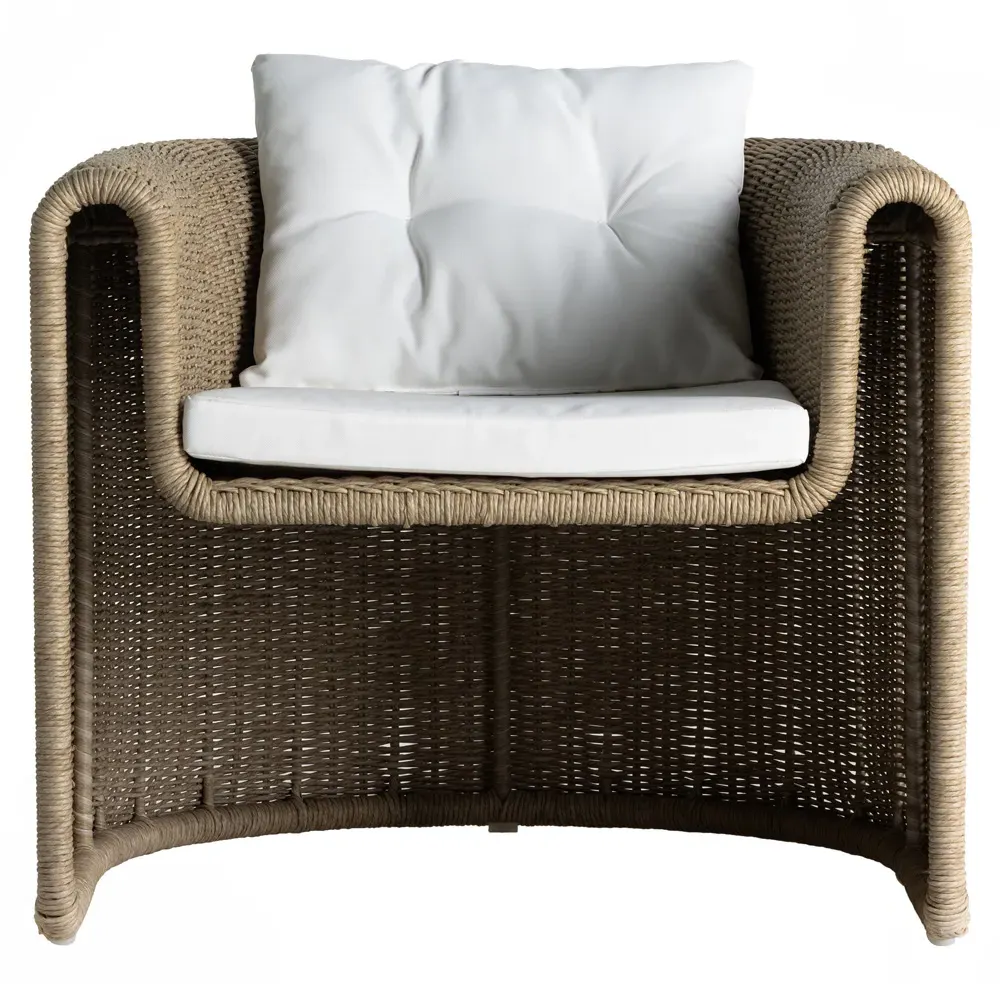 Aurora Outdoor Arm Chair - Beige, Wicker