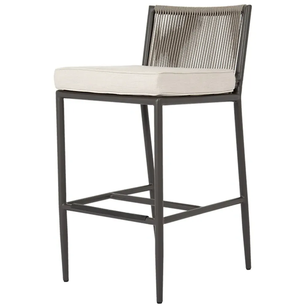 Aurora Outdoor Bar Stool with Cushion - Graphite, Aluminum
