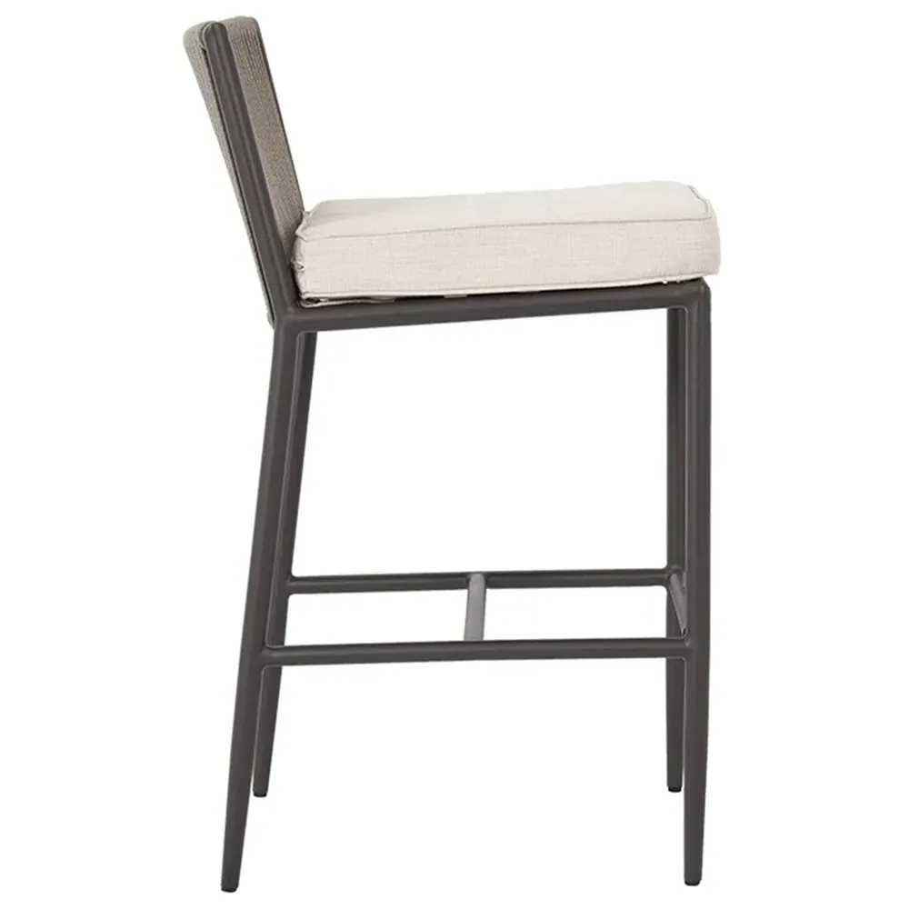 Aurora Outdoor Bar Stool with Cushion - Graphite, Aluminum