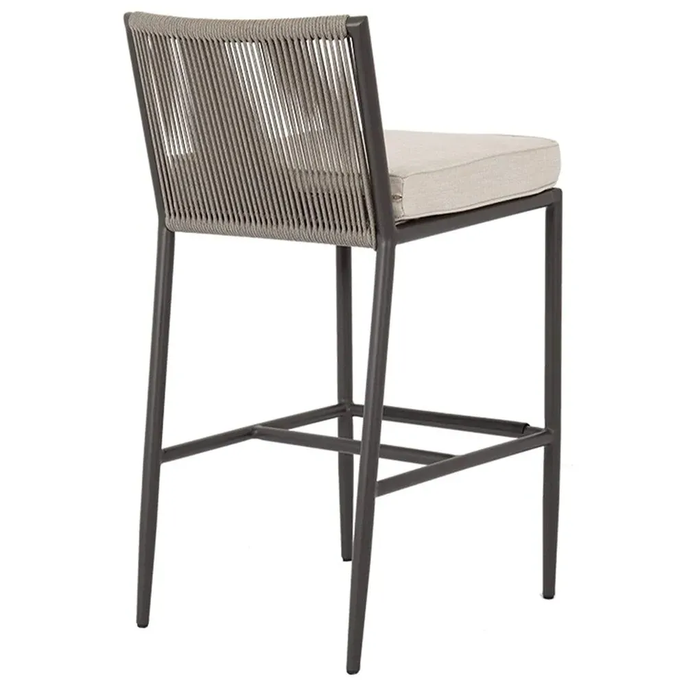 Aurora Outdoor Bar Stool with Cushion - Graphite, Aluminum