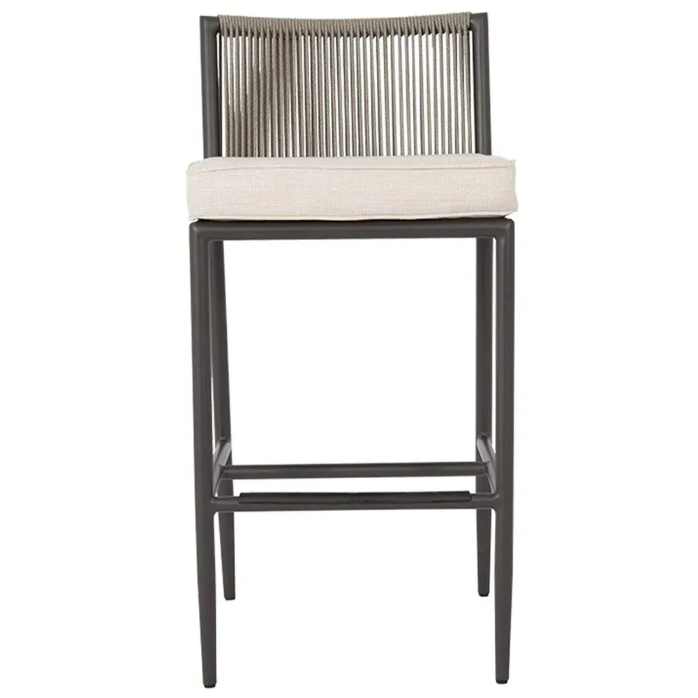 Aurora Outdoor Bar Stool with Cushion - Graphite, Aluminum
