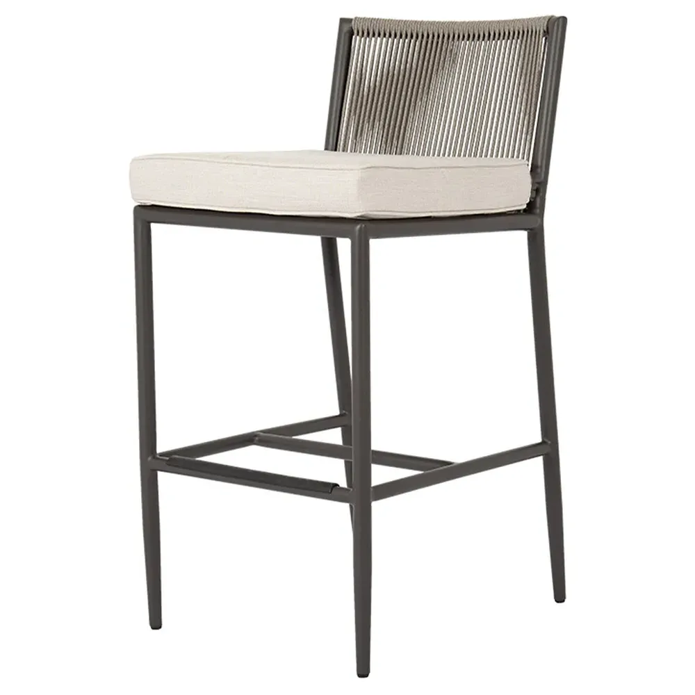 Aurora Outdoor Counter Stool with Cushion - Grey, Aluminum