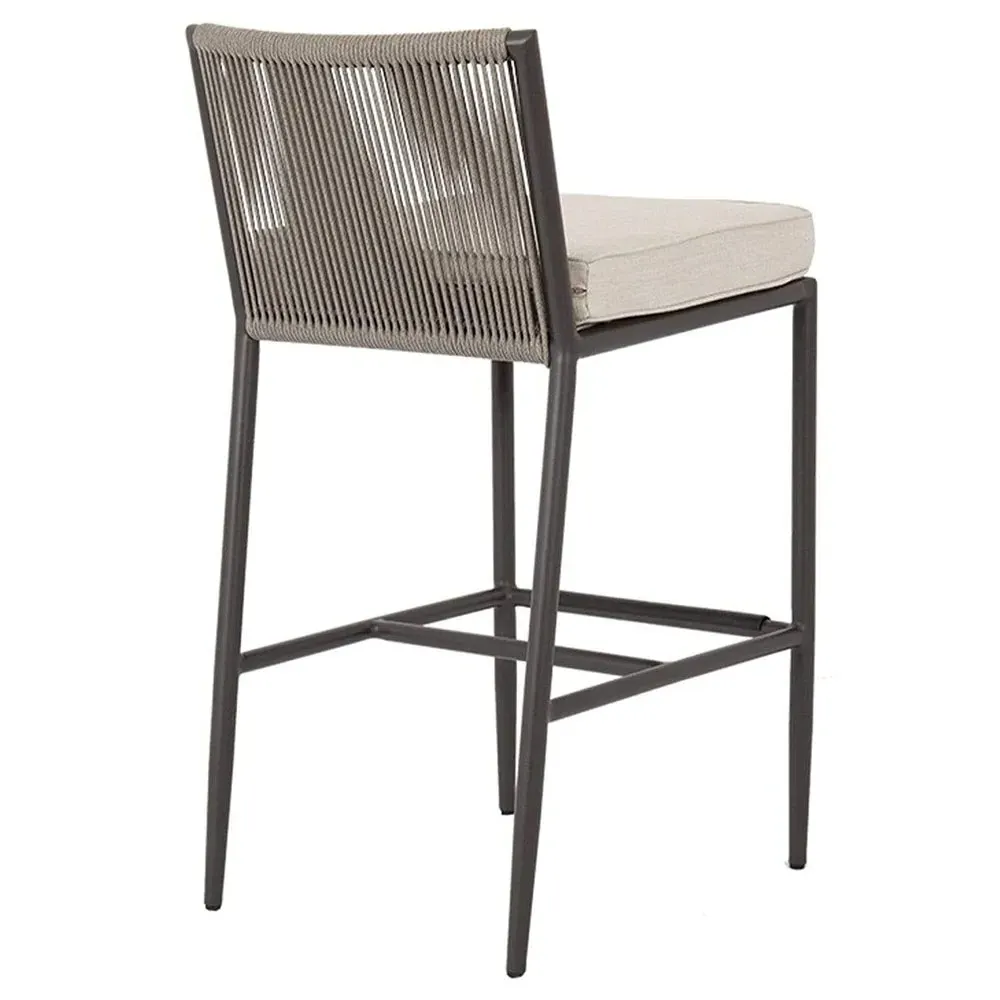 Aurora Outdoor Counter Stool with Cushion - Grey, Aluminum