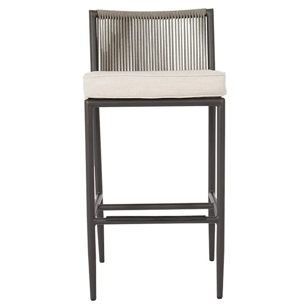 Aurora Outdoor Counter Stool with Cushion - Grey, Aluminum