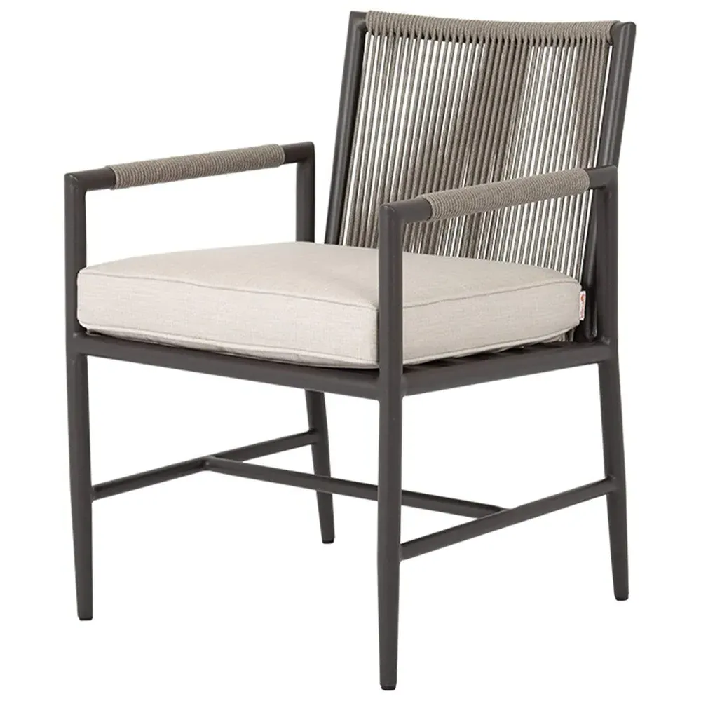 Aurora Outdoor Dining Arm Chair with Cushion - Graphite, Aluminum