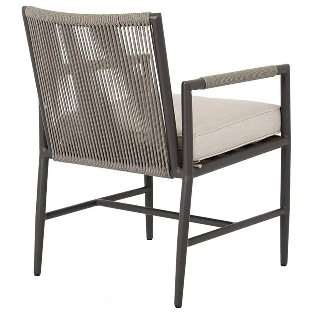 Aurora Outdoor Dining Arm Chair with Cushion - Graphite, Aluminum