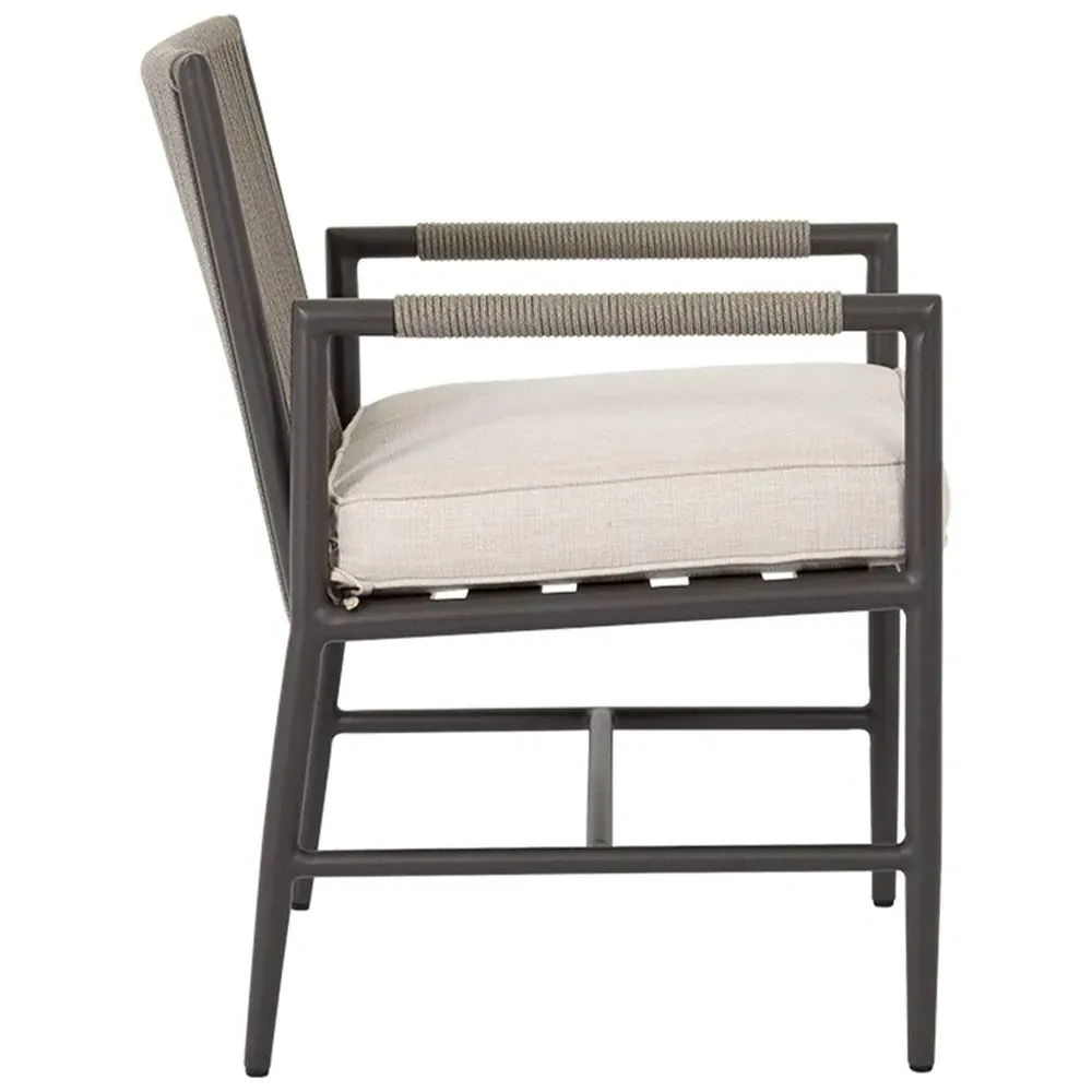 Aurora Outdoor Dining Arm Chair with Cushion - Graphite, Aluminum