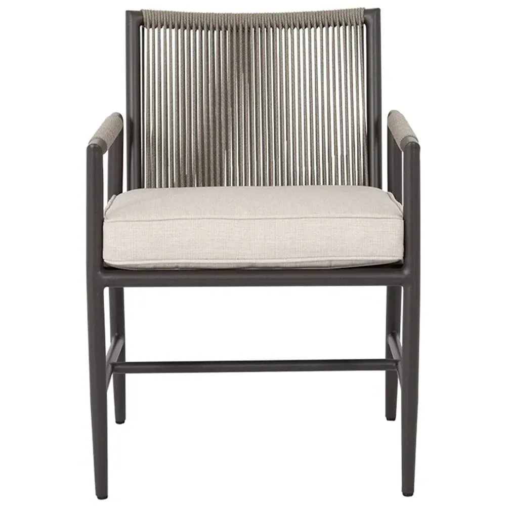 Aurora Outdoor Dining Arm Chair with Cushion - Graphite, Aluminum image