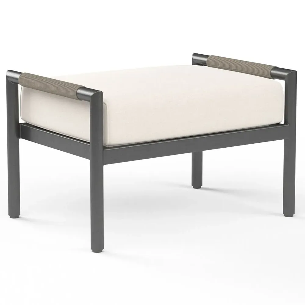 Aurora Outdoor Ottoman - Grey, Aluminum
