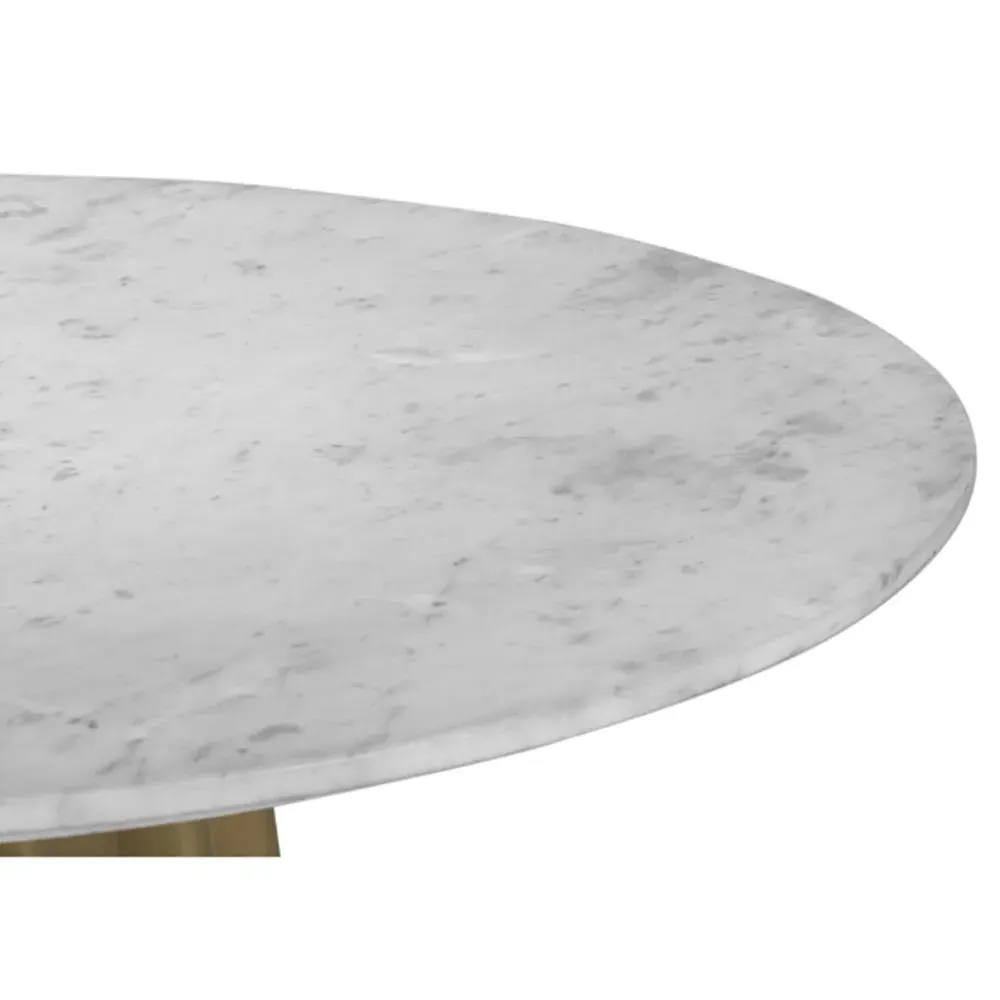 Aurora Round Dining Table - White, Marble