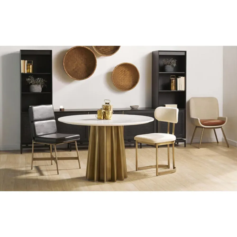 Aurora Round Dining Table - White, Marble