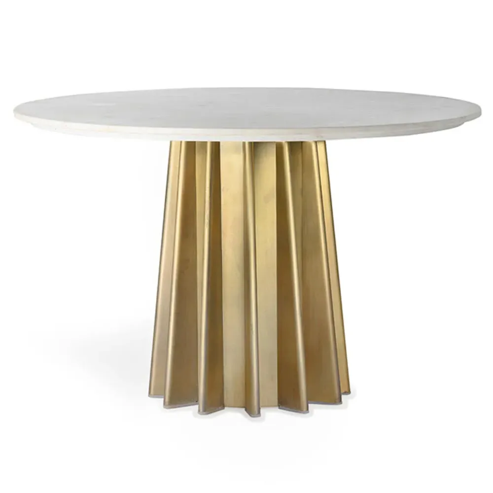 Aurora Round Dining Table - White, Marble