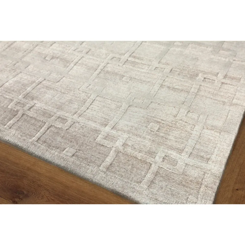 Aurora Sample Textured Solid Rug - Beige, Wool