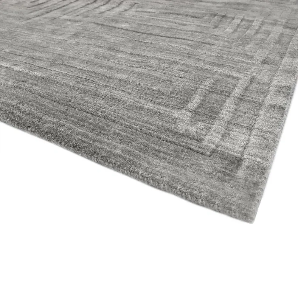 Aurora Silk Textured Rug - Grey, Wool