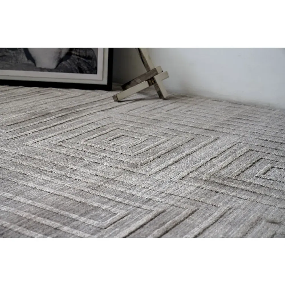 Aurora Silk Textured Rug - Grey, Wool