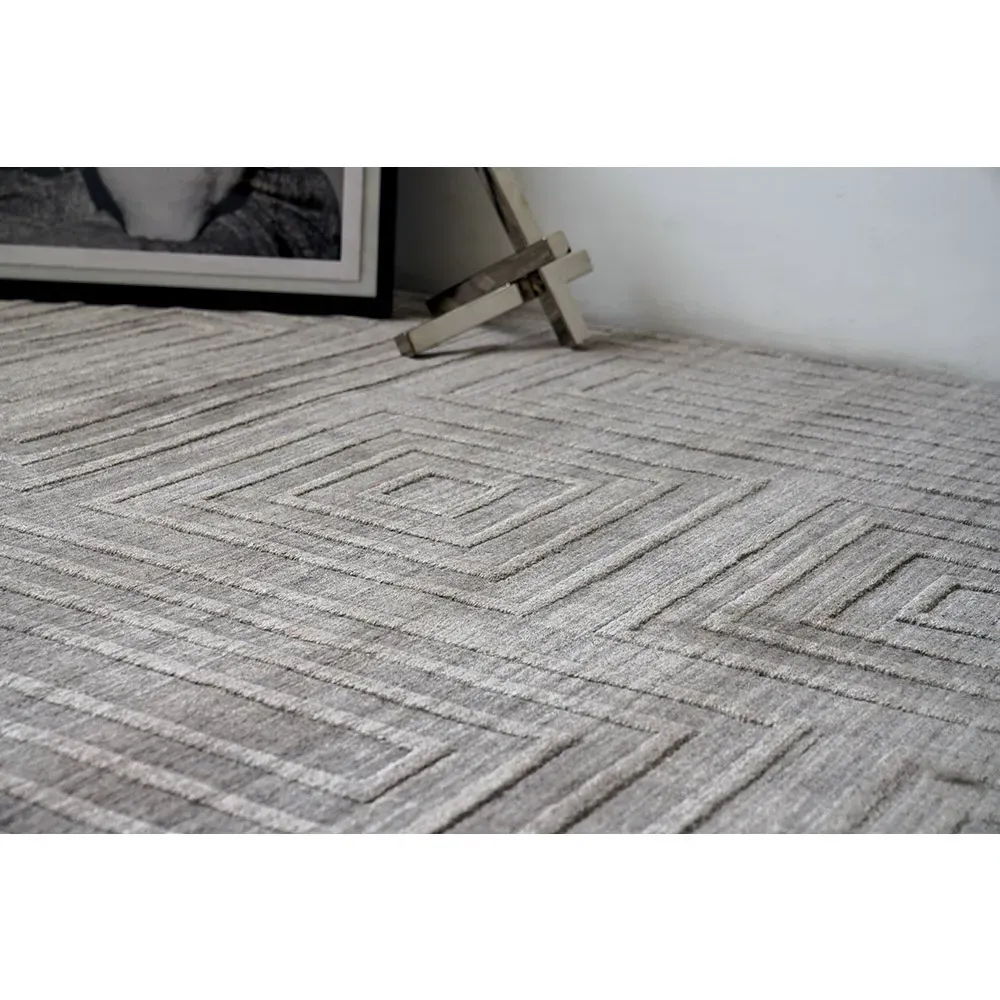 Aurora Silk Textured Rug - Grey, Wool