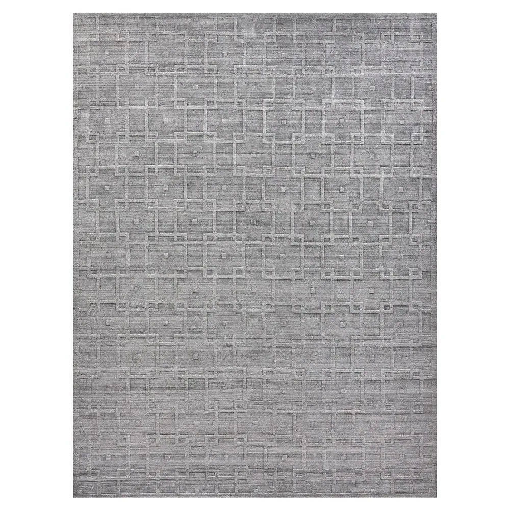 Aurora Silk Textured Rug - Grey, Wool