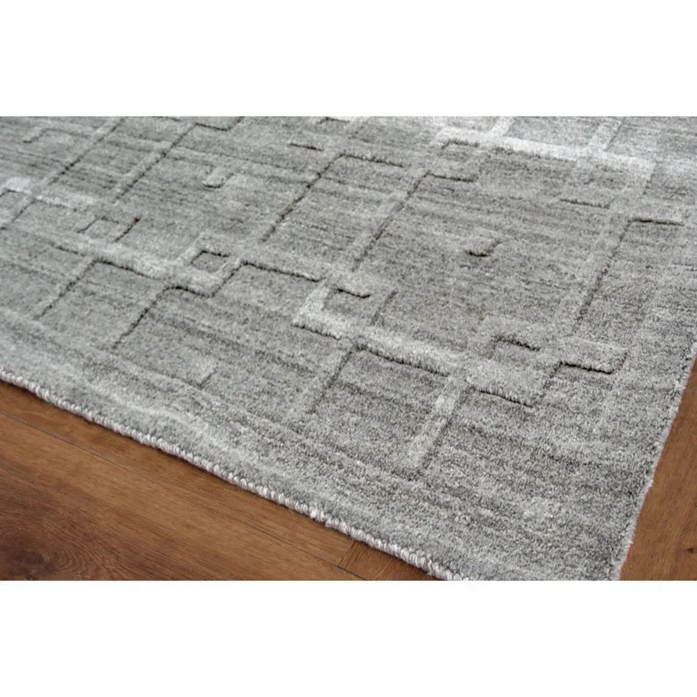 Aurora Silk Textured Rug - Grey, Wool