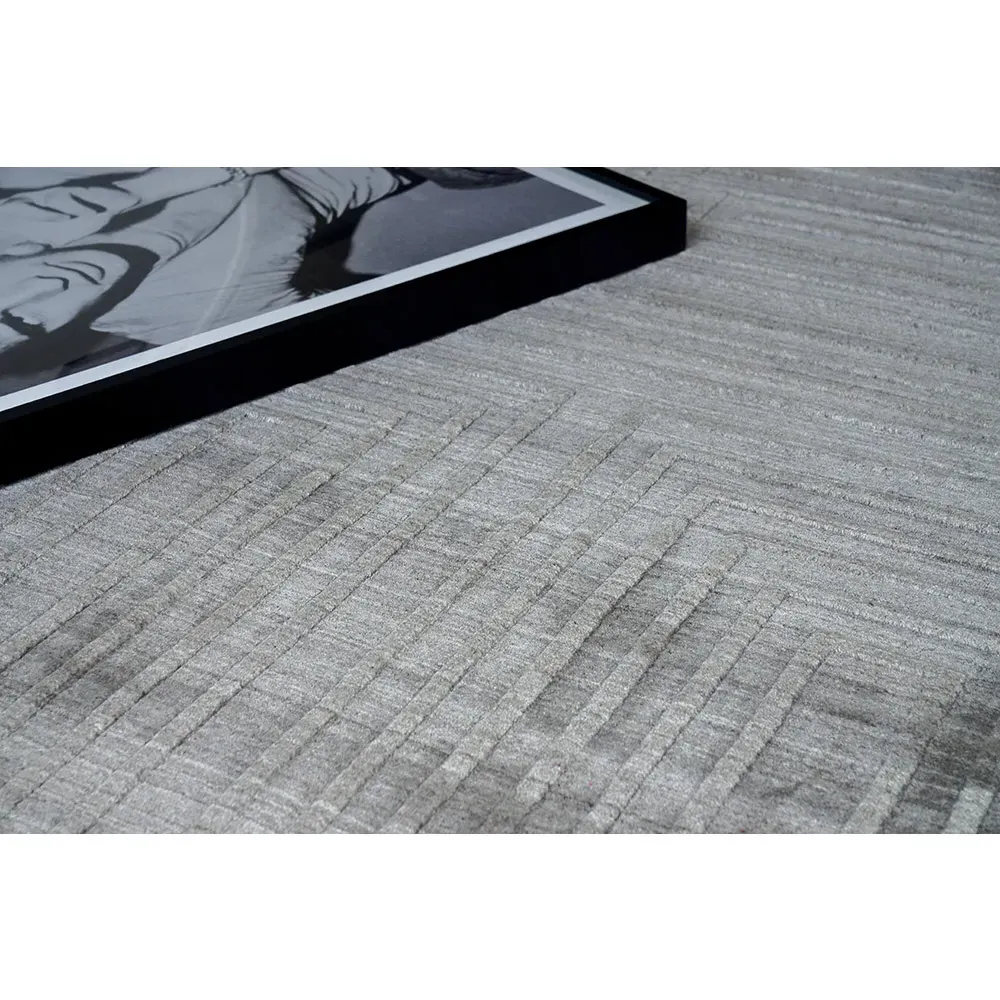 Aurora Silk Textured Rug - Grey, Wool