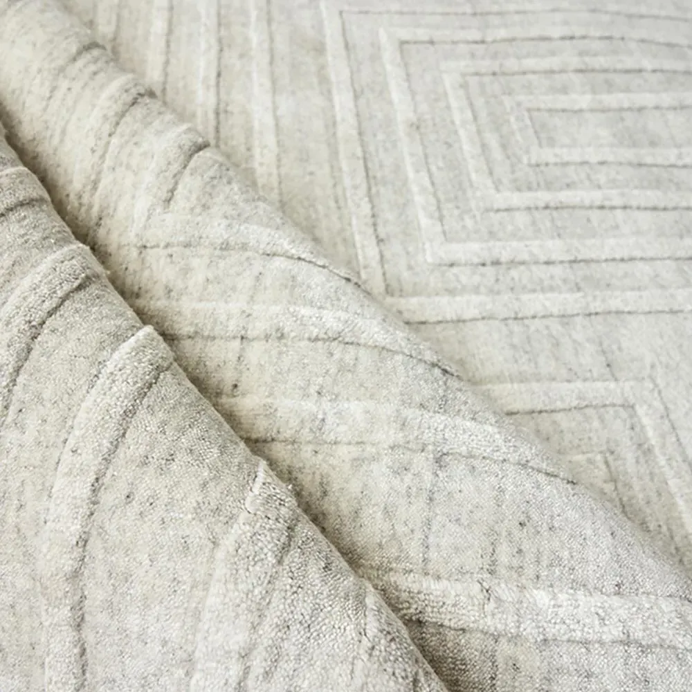 Aurora Silk Textured Rug - Ivory, Wool