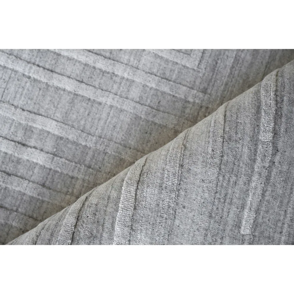 Aurora Silk Textured Rug - Light Grey, Wool