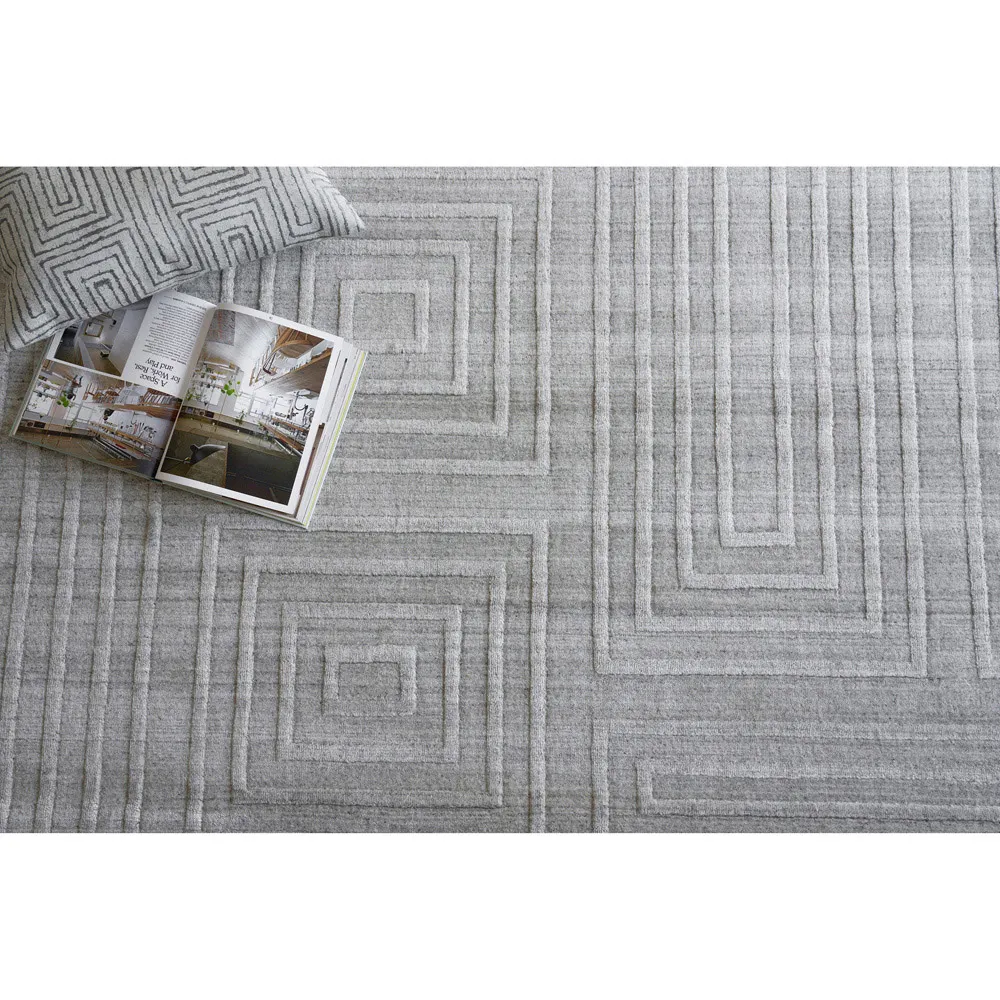 Aurora Silk Textured Rug - Light Grey, Wool