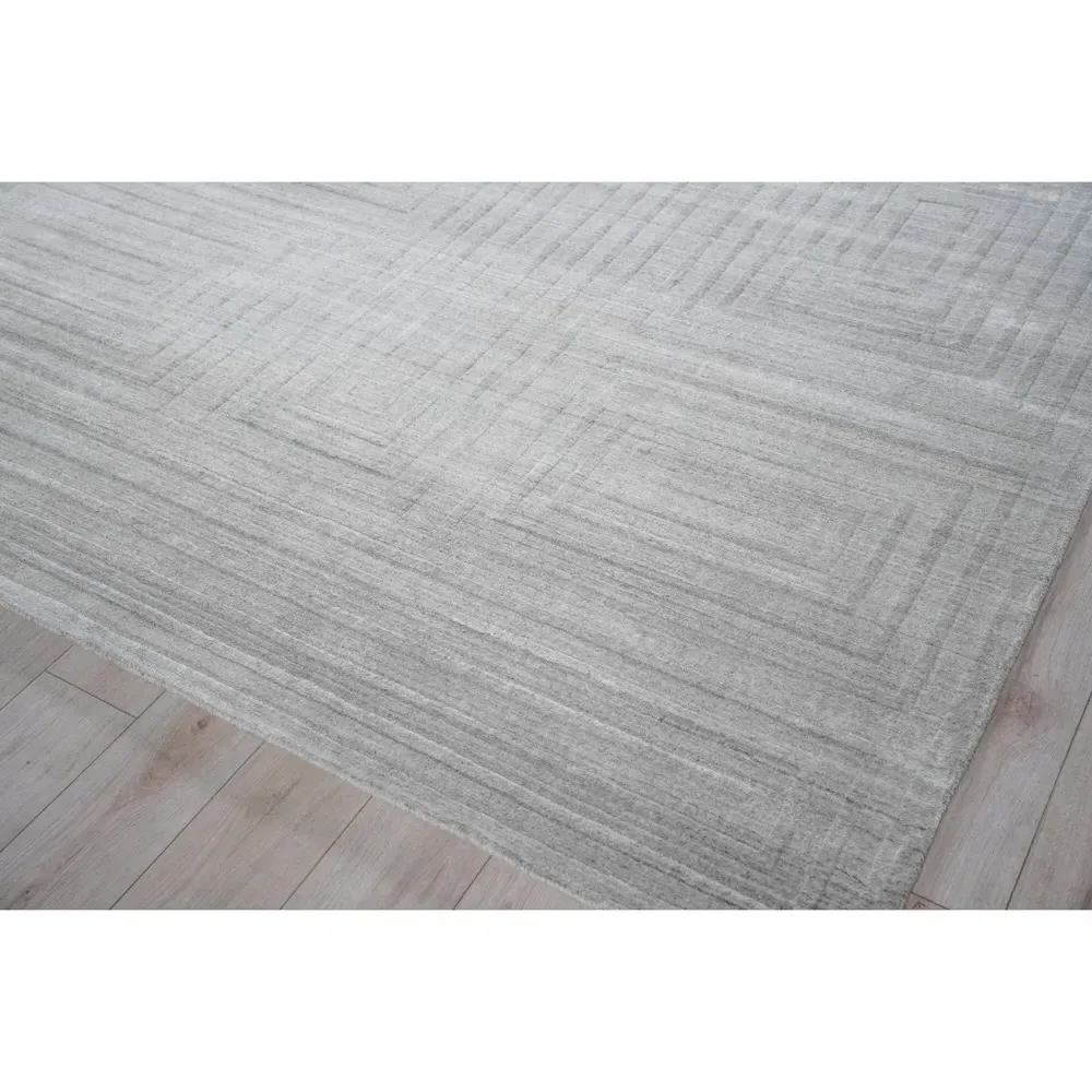 Aurora Silk Textured Rug - Light Grey, Wool