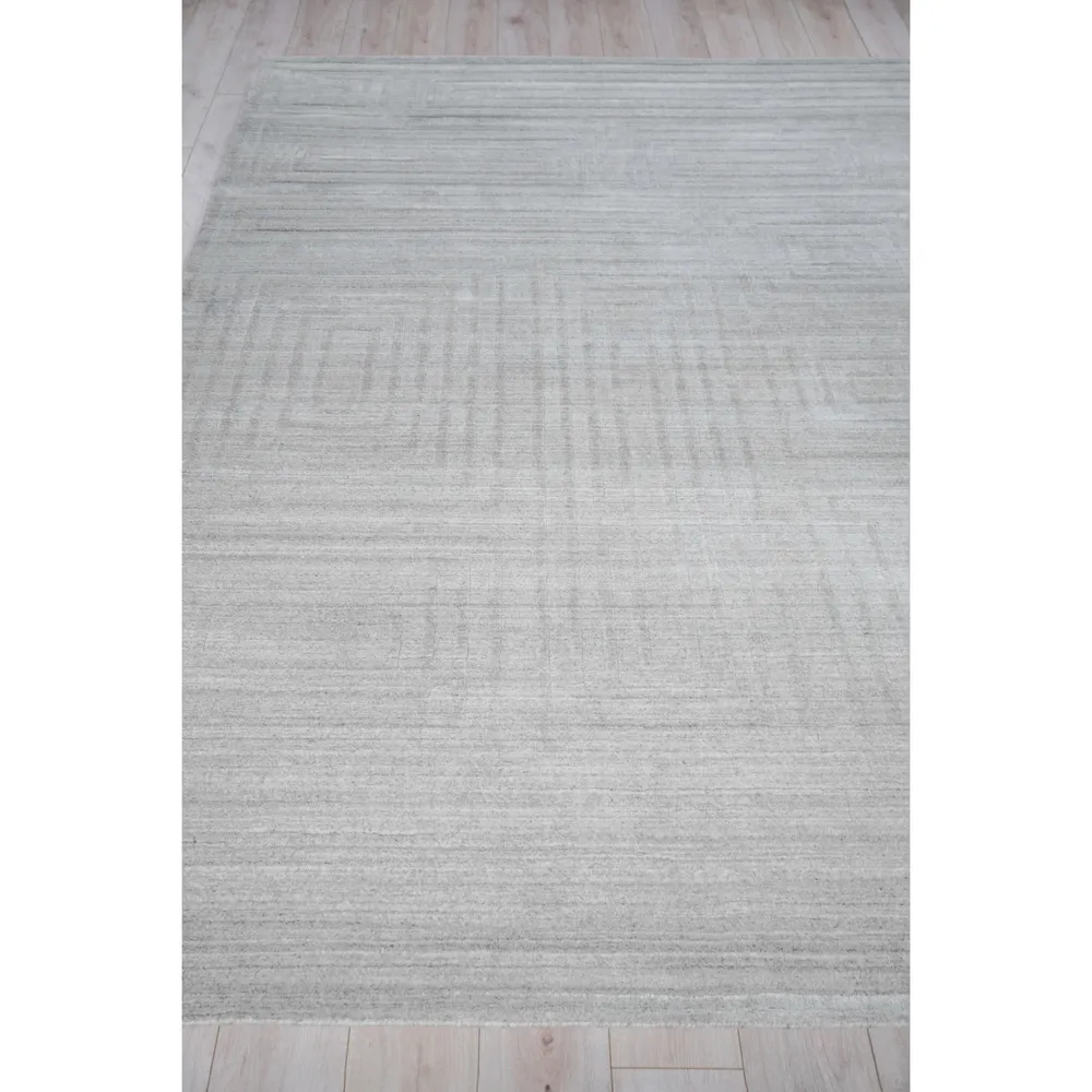 Aurora Silk Textured Rug - Light Grey, Wool