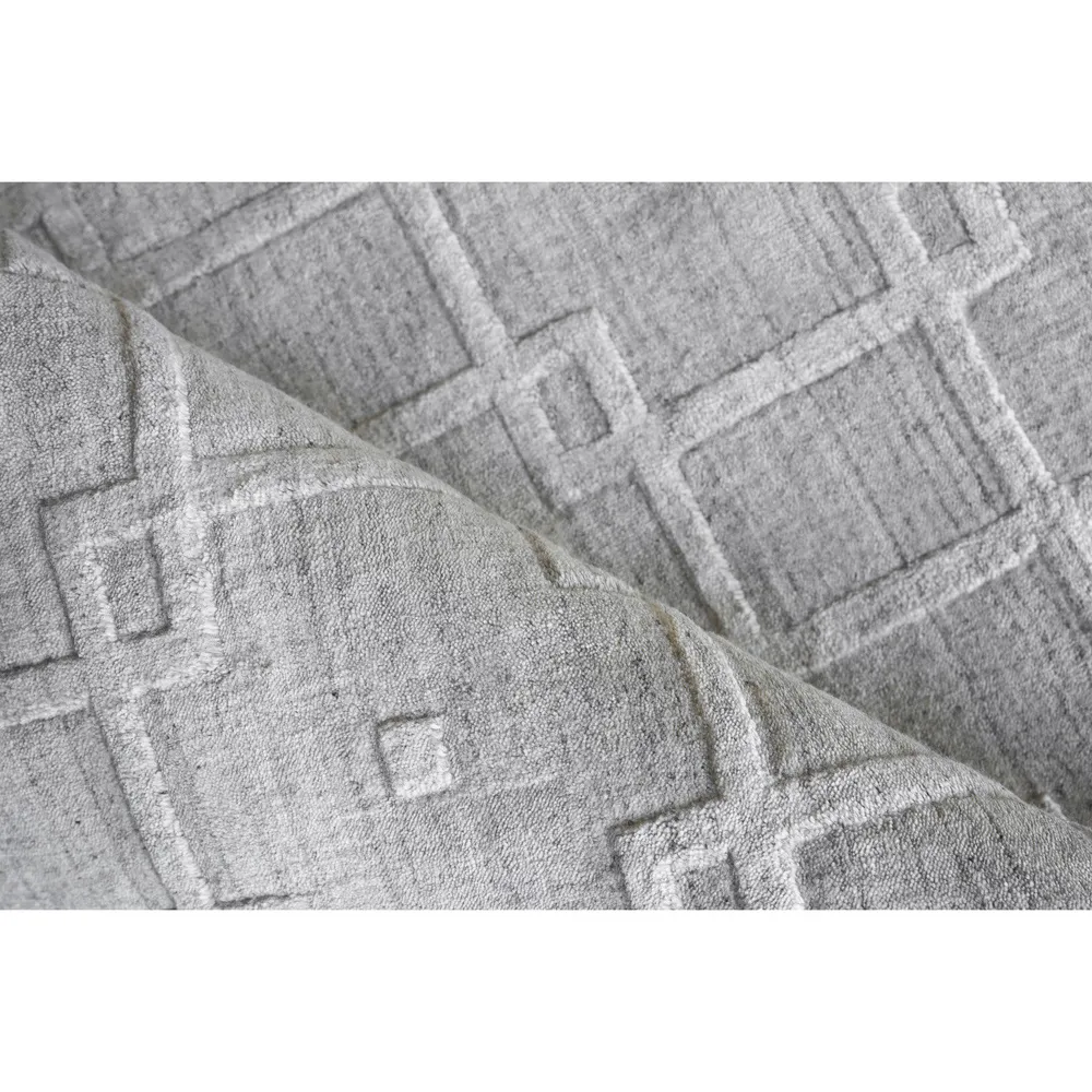 Aurora Silk Textured Rug - Light Silver, Wool