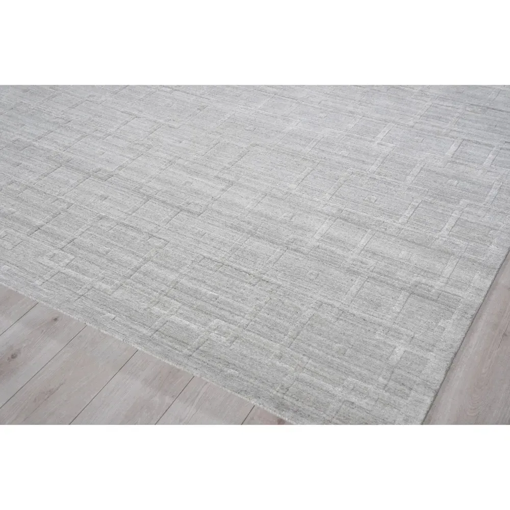 Aurora Silk Textured Rug - Light Silver, Wool