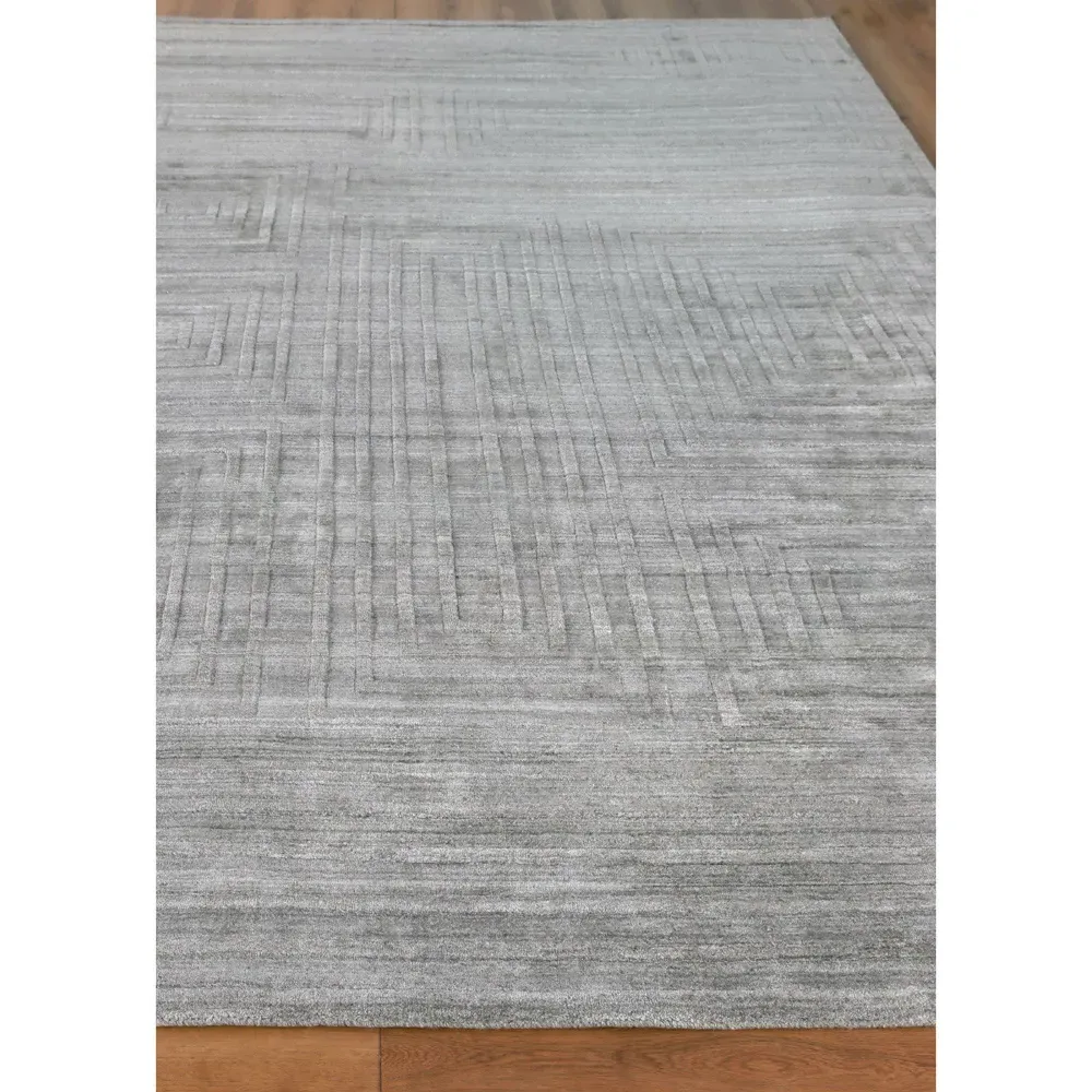 Aurora Silk Textured Rug Sample - Grey, Wool