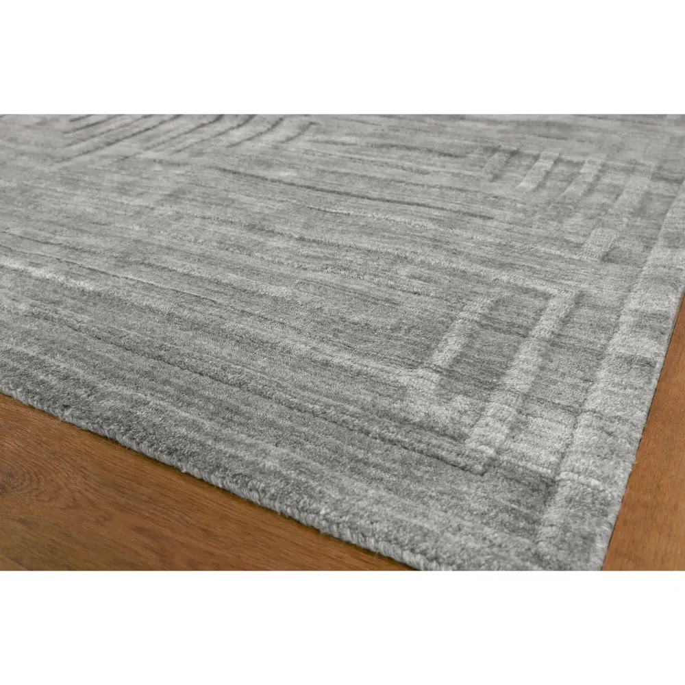 Aurora Silk Textured Rug Sample - Grey, Wool