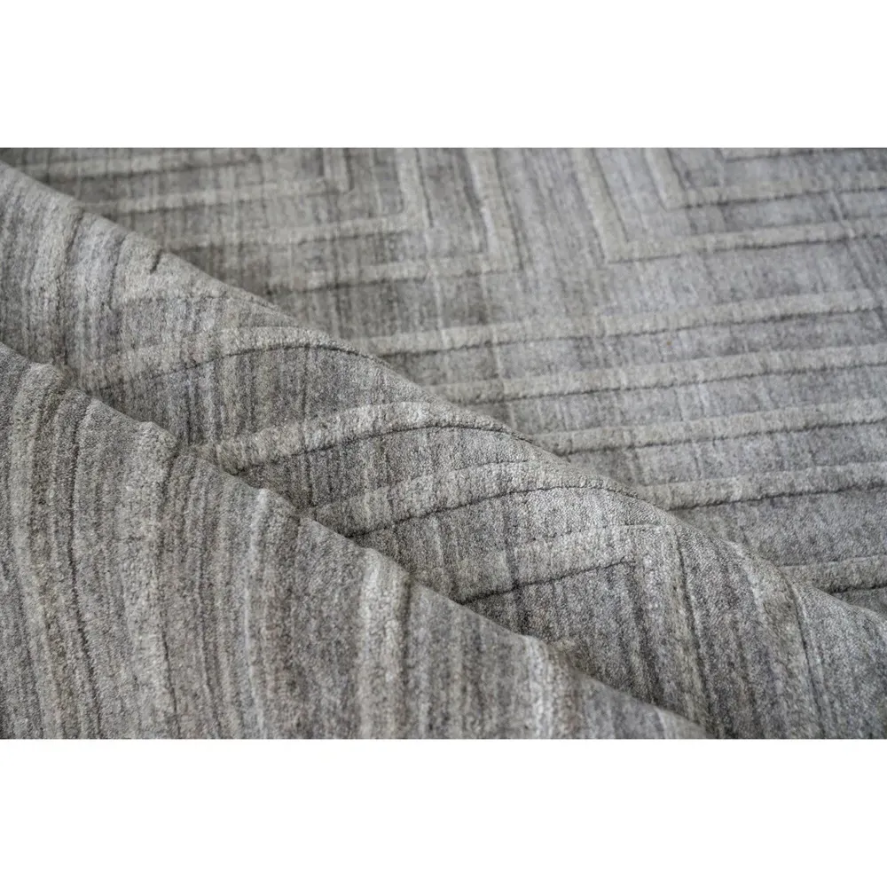 Aurora Silk Textured Rug Sample - Grey, Wool